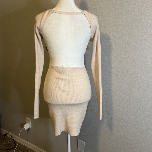 Princess Polly Nedura Knit Mini Dress Beige Size 4 New With Tag - Picture 4 of 12